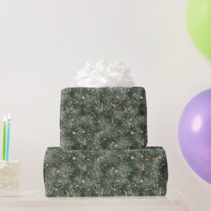 Papel De Presente Aniversário Brilho Ouro Verde