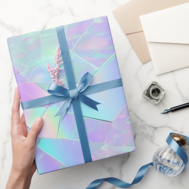 Papel De Presente Aniversário Casamento Iridescente (Presentear)