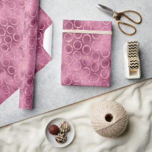 Papel De Presente Aniversário Círculos Rosa Espelhado