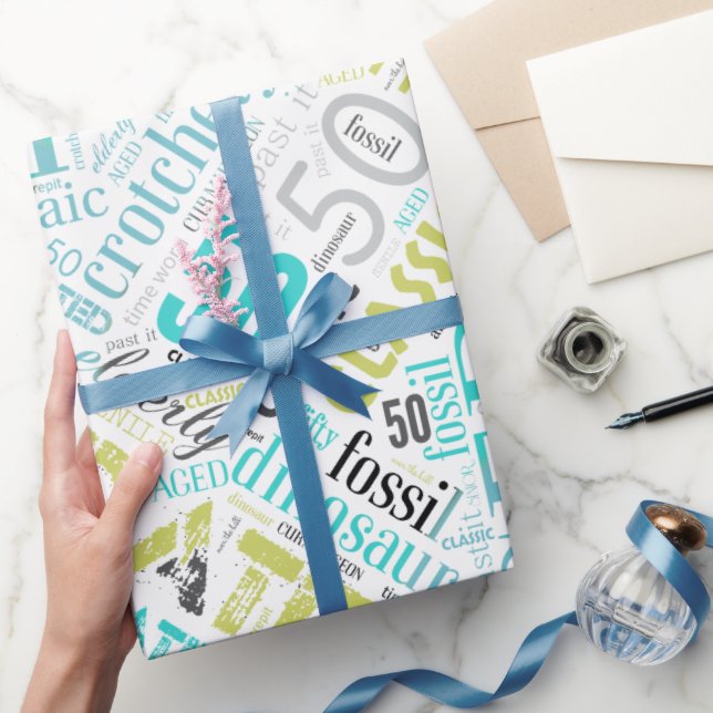 Papel De Presente Aniversário Cloud 50 Blue ID266 (Presentear)