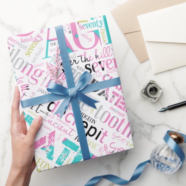 Papel De Presente Aniversário Cloud 70 Pink ID266 (Presentear)