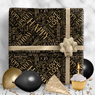 Papel De Presente Aniversário Cloud Vovô Dourado ID276