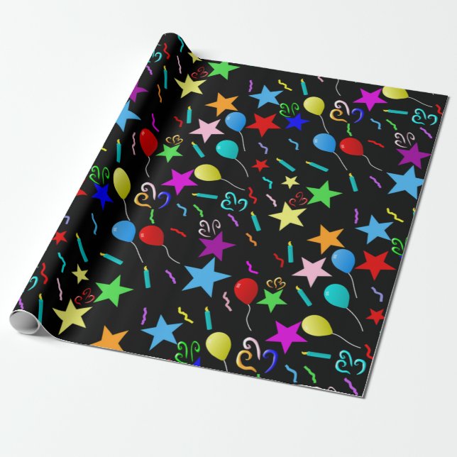 Papel De Presente Aniversário Colorido (Desenrolado)