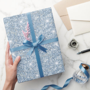 Papel De Presente Aniversário com Brilho Azul Claro