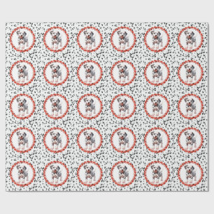 Papel De Presente Aniversário com Estampa de Dálmata   Festa Preto e