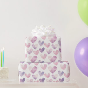 Papel De Presente Aniversário Corações Rosa Meninas