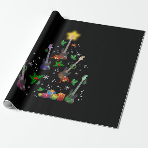 Papel De Presente Aniversário da Árvore de Natal Guitarrista