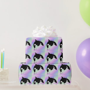 Papel De Presente Aniversário da Baleia Assassina Orca Personalizad