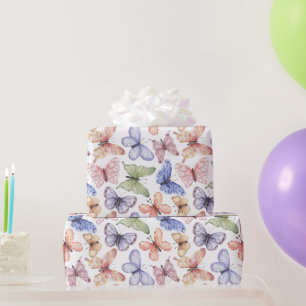 Papel De Presente Aniversário da Borboleta Roxa