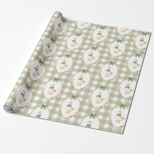 Papel De Presente Aniversário da Floral Coquette Silly Goose (Desenrolado)