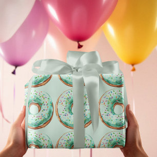 Papel De Presente Aniversário da Rosquinha Verde Pastel da Hora Mais