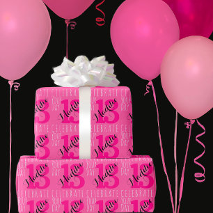 Papel De Presente Aniversário da Tipografia Rosa