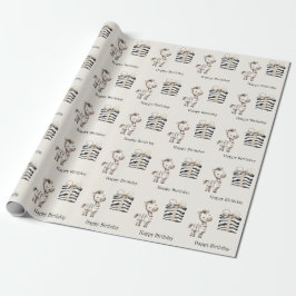 Papel De Presente Aniversário da Zebra Safari