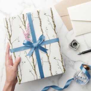 Papel De Presente Aniversário das Árvores Marrons Verdes