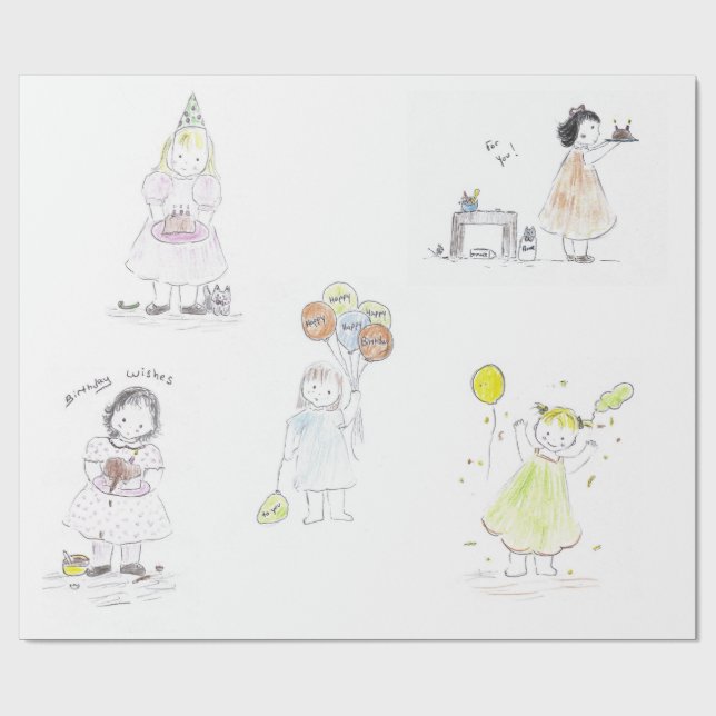 Papel De Presente Aniversário das meninas (Aberto)