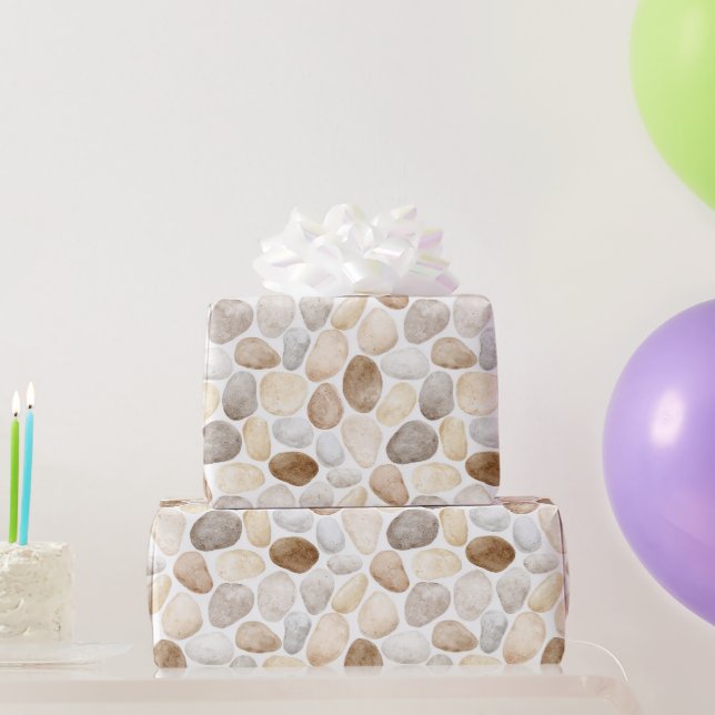 Papel De Presente Aniversário das Rochas Marrons Creme (Presentes para festas)