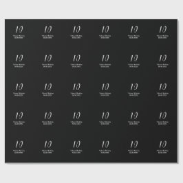 Papel De Presente aniversário de 10 anos branco preto nome data cali