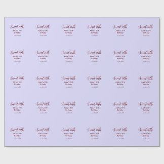 Papel De Presente Aniversário de 16 anos doce nome roxo pastel retro