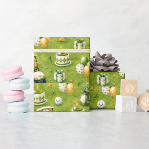 Papel De Presente Aniversário de 1 ano de Golfe   Vamos Par-Tee 