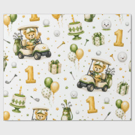 Papel De Presente Aniversário de 1 ano de Golfe Vamos Par-Tee
