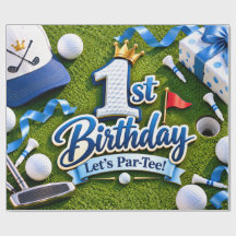 Aniversário de 1 ano Vamos Par-Tee Azul Golfe Meni
