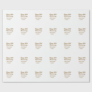 Papel De Presente Aniversário de 20 anos feliz marrom dourado nome d