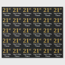 Papel De Presente aniversário de 21 anos: Elegante Luxurioso Faux Do