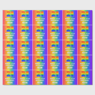 Papel De Presente aniversário de 21 anos: Padrão Divertido e colorid
