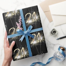 Papel De Presente aniversário de 21 anos Sparklers em preto