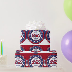 Papel De Presente Aniversário de 250 anos da América com a bandeira 