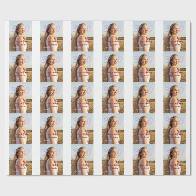 Papel De Presente aniversário de 30 anos adicionar nome data ano ROX (Aberto)