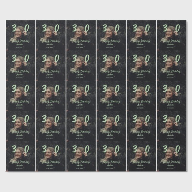 Papel De Presente aniversário de 30 anos adicionar nome data ano ver (Aberto)
