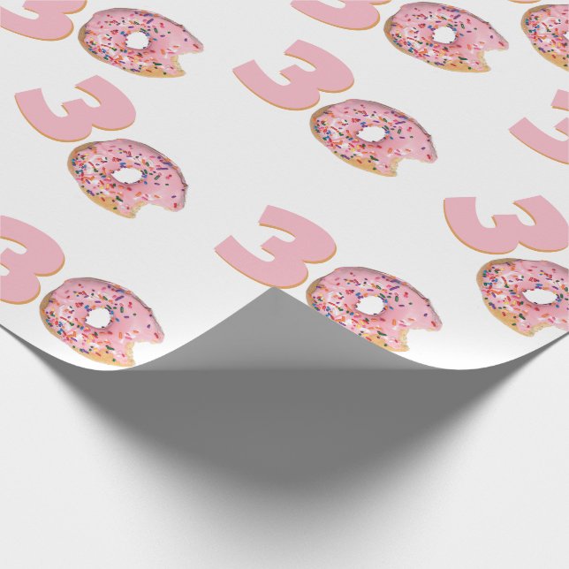 Papel De Presente Aniversário de 30 anos Donut Rosa (Ponta)
