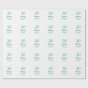 Papel De Presente ANIVERSÁRIO DE 30 ANOS NOME DATA NEGRITO RETRÔ tur