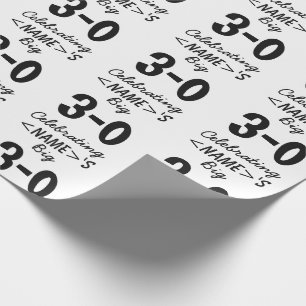 Papel De Presente Aniversário de 30 anos preto personalizado