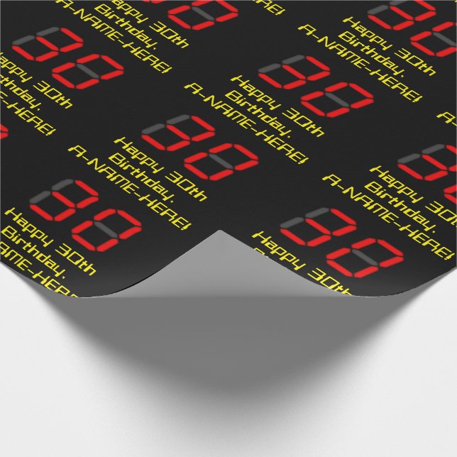 Papel De Presente Aniversário de 30 anos: Relógio Digital Vermelho E (Ponta)