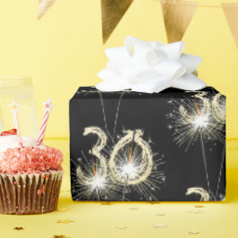 Papel De Presente aniversário de 30 anos Sparklers em preto