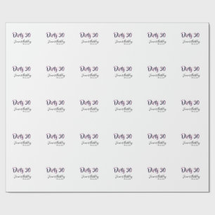 Papel De Presente Aniversário de 30 anos sujo nome data rosa cinza c