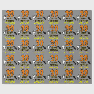 Papel De Presente aniversário de 30 anos: Tema do Dia das Bruxas, No