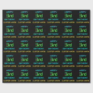 Papel De Presente aniversário de 3 anos de tecnologia digital diver