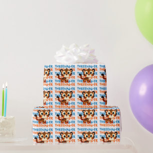 Papel De Presente Aniversário de 3 anos do Threenager Tiger Boy