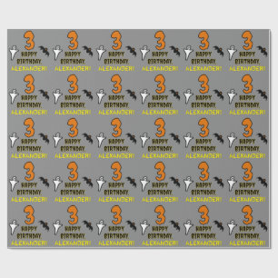 Papel De Presente aniversário de 3 anos: Tema do Dia das Bruxas Spoo