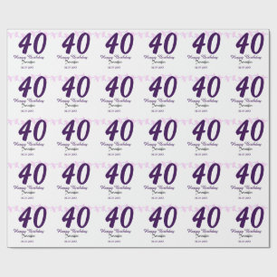 Papel De Presente aniversário de 40 anos adicionar nome data ano flo