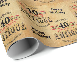 Papel De Presente Aniversário de 40 anos antigo do aniversário   d