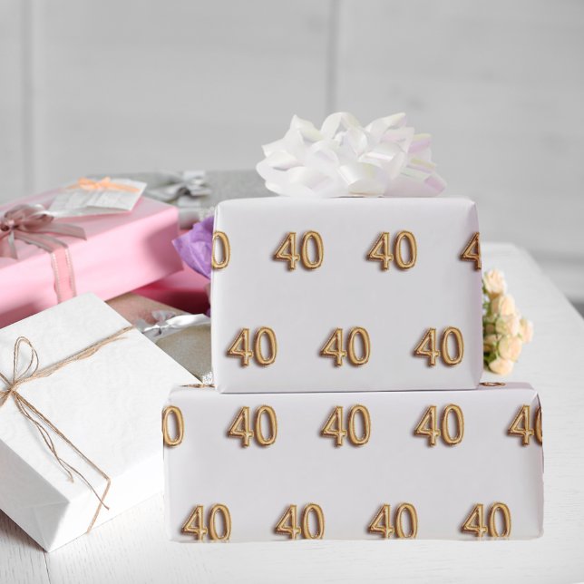 Papel De Presente aniversário de 40 anos branco (Criador carregado)