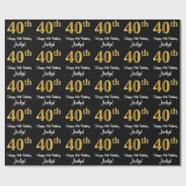 Papel De Presente aniversário de 40 anos: Elegante Luxurioso Faux Do