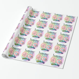 Papel De Presente Aniversário de 40 anos Feliz (roze)