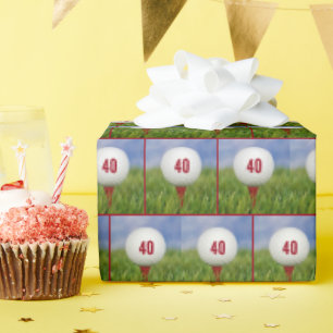 Papel De Presente aniversário de 40 anos Golf Ball
