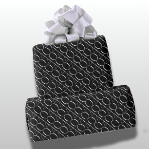 Papel De Presente Aniversário de 40 anos Preto e Branco Moderno