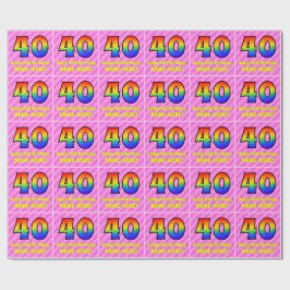 Papel De Presente aniversário de 40 anos: Stripes e Corações Rosa, A